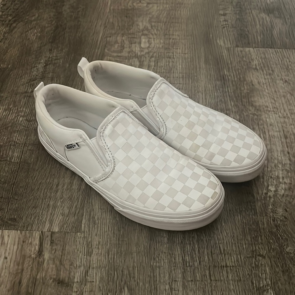 White Checkered Vans